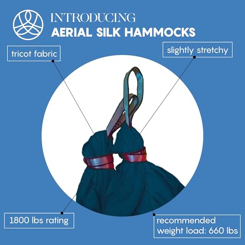 Aerial Yoga Hammock Swing, 4.5 Yards, Aerial Silks with Hardware - color: Teal, size: 4.5 yards