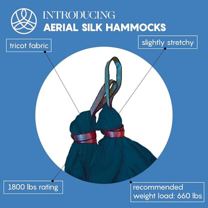 Aerial Yoga Hammock Swing, 4.5 Yards, Aerial Silks with Hardware - color: Teal, size: 4.5 yards