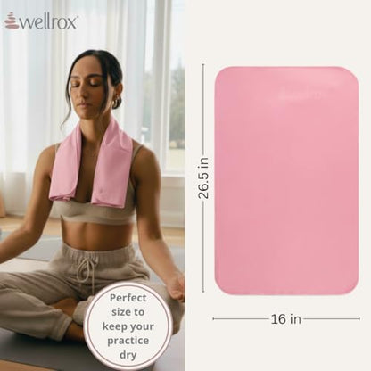 Wellrox Microfiber Yoga Hand Towel – Super Soft, Quick-Dry, Non Slip Yoga Towel for Hot Pilates, Gym & Workouts (26.5" x 16", Pink) - color: Pink