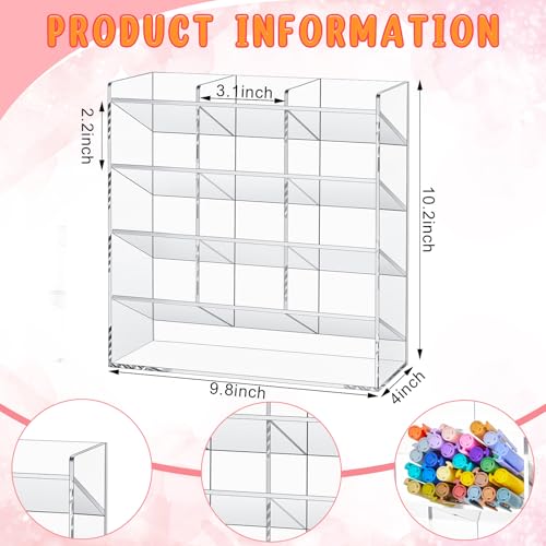 MotiMind Acrylic Pen Organizer Storage for 150 Markers Vertical Marker Organizer Acrylic Pen Display Holder for Office Desk Desktop Stationery Pencil Storage, Clear, 10.2 x 4 x 9.8 Inch - color: Clear, size: 10.2 x 4 x 9.8 inch, style: 150 Markers