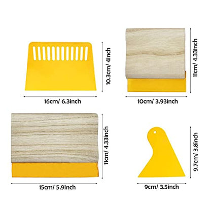 Cayway 5 PCS Screen Printing Squeegees, Durable, Abrasion-Resistant, Water- and Oil-Resistant Dual-Purpose Screen Printing Scraper with Wooden Handle
