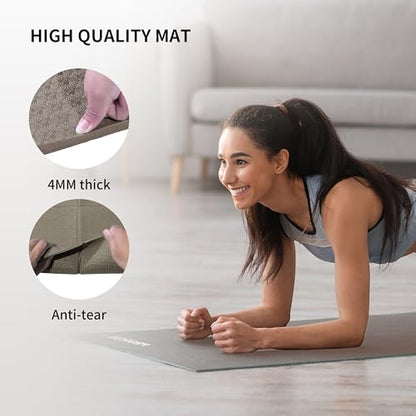 PROIRON Foldable Yoga Mat 0.24"/0.16" for Home Workout & Travel, Non Slip Travel Yoga Mats with Carry Bag, Packable Yoga Mat for Home Gym, Pilates, Fitness,Stretching - color: (0.16" PVC) Brown