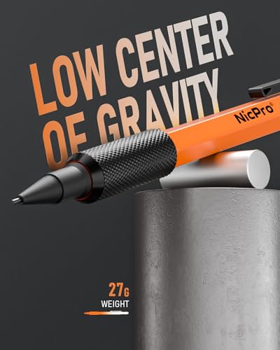 Nicpro MP2000 1.3mm Metal Mechanical Pencil Set with Case (Orange) | Black & Color Lead Refill, Eraser, Weatherproof Heavy Duty Carpenter Pencil for Outdoor Woodworking Marking, Drafting Drawing - style: 1 Pack (Orange)