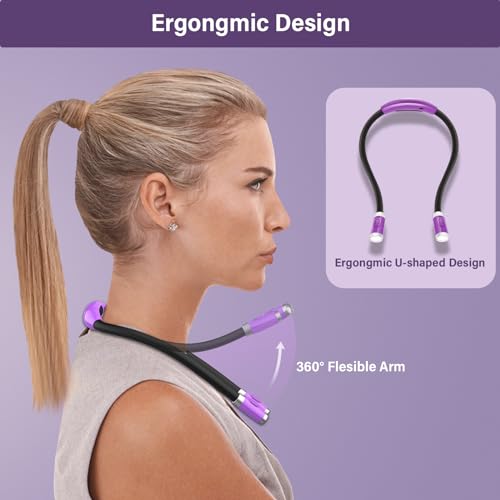 Vekkia Rechargeable LED Neck Book Light for Reading in Bed | 3 Brightness Levels/Flexible Soft Silicone Arms Comfortable Wear/Long Lasting,Great for Readers, Craft & Knitting - color: Purple