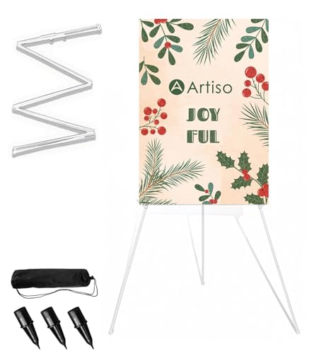 Display Easel Stand for Sign, Lightweight Tripod with Bag, Portable Adjustable Artist Easels for Outdoor Painting Posters/Canvas/Wedding, 1PC White