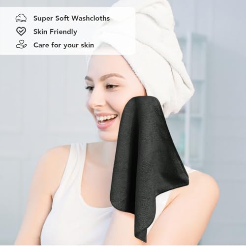 Orighty Washcloths Bulk, 200 Pack Microfiber Face Towels, 12x12 Inch Black - color: Black