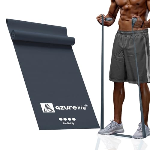 A AZURELIFE Professional Individual Exercise Resistance Bands, Single 5, 6,7 Ft or 8 Yards Elastic Bands, Non-Latex Stretch Bands for PT, Yoga, Pilates, Rehab, at-Home or The Gym Workouts - color: Gray - X-Heavy, size: 6 Feet