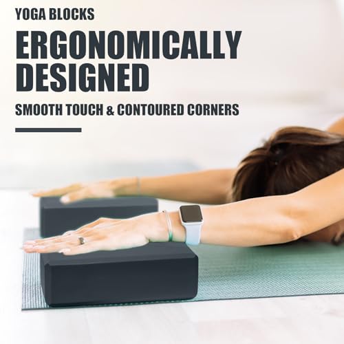 Septo 2 Pcs Yoga Blocks, 9x6x3 Inch Foam Blocks for Pilates - color: Grey