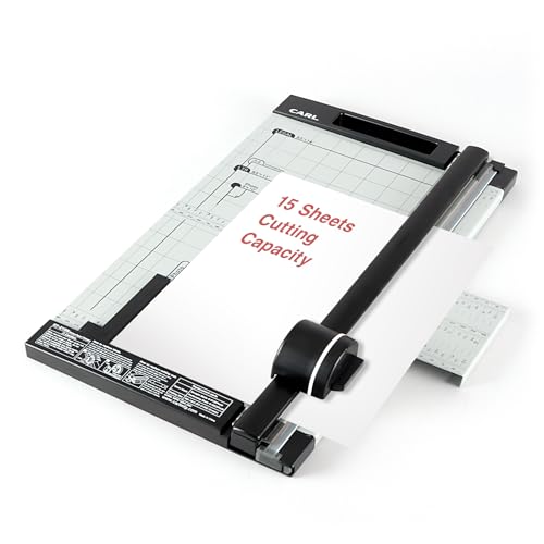 Carl, Professional Rotary Paper Trimmer 15-inch, 15 Sheet Cutting Capacity, Black and Silver - size: 15-inch