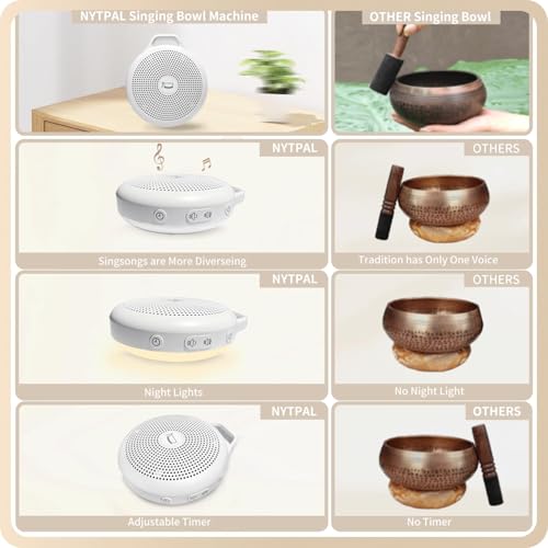 Portable Tibetan Singing Bowl Machine -Sound Bowwith Over 10 Meditation Noises, Crystal Healing, Chakra Healing, Spiritual Mindfulness and Sound Therapy, Yoga Women/Men