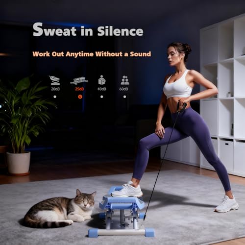 6-in-1 Wobble & Slide Machine, 330 lbs Capacity Fitness Stepper for Full Body Workout, Low Impact Aerobic Equipment with Resistance Bands & LCD Monitor, Fat Burning & Shaping for Home Gym