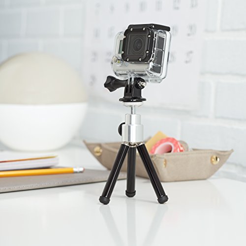 Amazon Basics Lightweight Portable Mini Travel Tripod with 360° Ball Head, Adjustable Height, Desktop, Black
