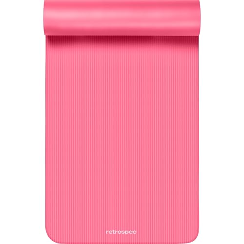Retrospec Solana Yoga Mat Thick 1/2in Non-Slip Workout Mat with Nylon Strap - 72x24in Exercise Mat for Pilates, Stretching & Fitness - BPA Free, Easy Clean - color: Pink Dahlia