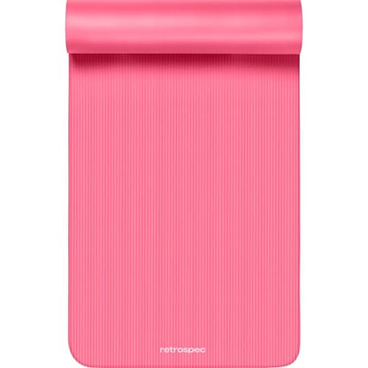 Retrospec Solana Yoga Mat Thick 1/2in Non-Slip Workout Mat with Nylon Strap - 72x24in Exercise Mat for Pilates, Stretching & Fitness - BPA Free, Easy Clean - color: Pink Dahlia