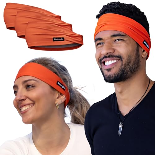 Good Bands Sweat Headbands for Men and Women, Non Slip Workout Sweatband - color: Orange, size: Single