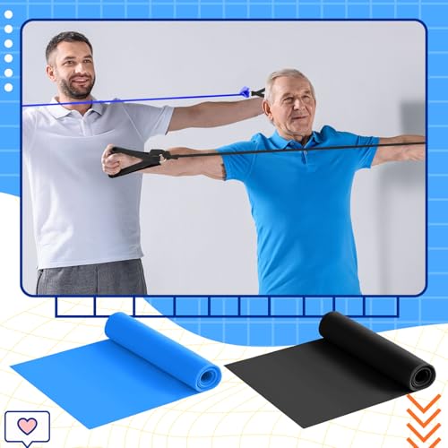 2 Pcs Resistance Band with Handles for Seniors | Chair Exercise Equipment, Physical Therapy Band, Gifts for Elderly, Women, Rehab, Physical, Grandma, Grandpa - color: Blue,Black