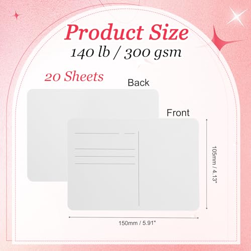 MECCANIXITY 20 Sheets Watercolor Postcards, 100% Cotton 4x6 Inch Watercolor Paper with Blue Tin Box Blank Postcards Rough for Mailing Painting Invitations Greeting Cards(140lb/300gsm) - color: Blue