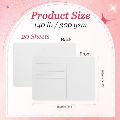 MECCANIXITY 20 Sheets Watercolor Postcards, 100% Cotton 4x6 Inch Watercolor Paper with Blue Tin Box Blank Postcards Rough for Mailing Painting Invitations Greeting Cards(140lb/300gsm) - color: Blue