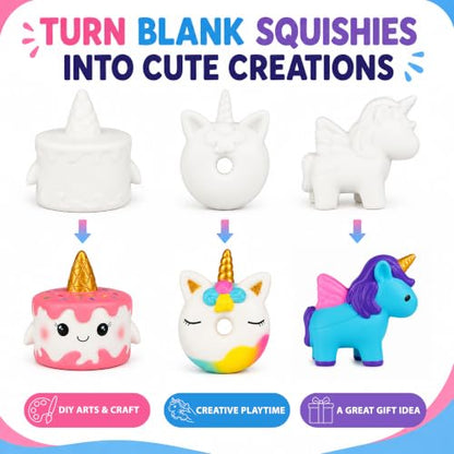Jim&Gloria Paint Your Own Squishies, Jumbo Squishy Gifts for Girls and Boys 8 9 10 11 12 13 14, Arts and Crafts for Kids, Party Favors for Birthday, Christmas Gift for Kids, Pack of 3