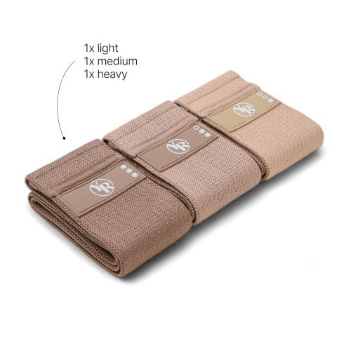 Fabric Booty Bands Set, 3 Resistance Levels for Pilates - color: Mocha
