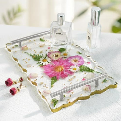LET'S RESIN 6 Cavity Resin Coaster Molds and Tray Molds with Handle | Epoxy Resin Molds for Cup Mats, Coaster Silicone Molds for Flower Bouquet Preservation, DIY Art Craft and Home Decoration