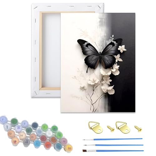 Hestarcul Paint by Numbers Kits for Adults,ButterflyEasy Adult Painting by Number on Canvas for Beginner,Animal DIY Watercolor Painting for Gift Home Decor Relax.