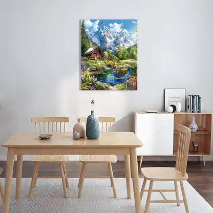 Muzagroo Paint by Numbers Oil Painting Kits for Adults DIY Landscape Oil Painting for Beginners Hand Crafts Kits with Brushes and Acrylic Paints 16x20 inches (Landscape) - color: Landscape