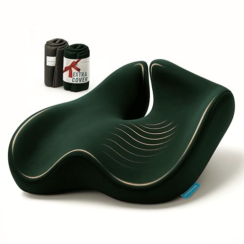 Seat Cushion for Tailbone Pain Relief, Extra Large Office Chair Cushion - color: Green & Dark Gray