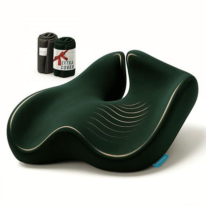 Seat Cushion for Tailbone Pain Relief, Extra Large Office Chair Cushion - color: Green & Dark Gray