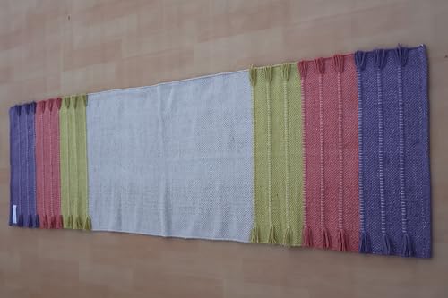 Jaipur Art & Rugs Cotton Yoga Rug - Eco-Friendly Hand-Woven Thick Mat (24”x72”x5mm) for Everyday Fitness at Home - Comfortable & Extra-Long - color: Multicolor 8
