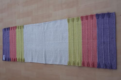 Jaipur Art & Rugs Cotton Yoga Rug - Eco-Friendly Hand-Woven Thick Mat (24”x72”x5mm) for Everyday Fitness at Home - Comfortable & Extra-Long - color: Multicolor 8