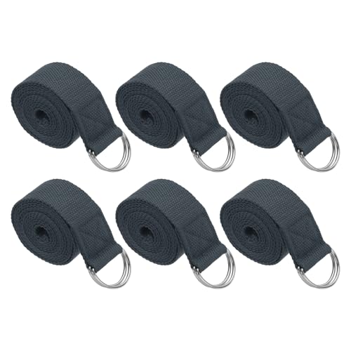PATIKIL Yoga Strap for Stretching Cotton Yoga Belt with Adjustable Metal D-Ring Buckle Stretch Bands for Fitness Pilates - color: Dark Grey, size: 8 Feet