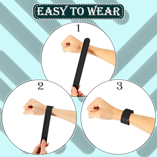 Gemscream 12 Pcs Silicone Slap Bracelets DIY Slap Bands Party Favors Bulk Blank Soft Wristband Wrist Snap Band for Craft Project DIY Painting Birthday Party Halloween Christmas - color: Black