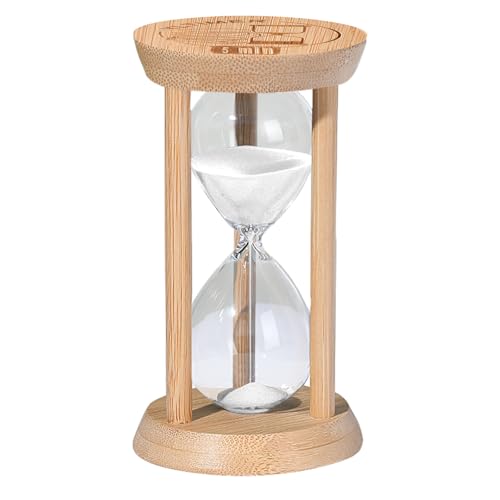 5 Minute Sand Timers, Wooden Mini White Sand Hourglass for Classroom, 5 Min Small Reloj De Arena, Sandglass Clock for Kitchen, Office, Game, Decor - color: White, size: 5 minute
