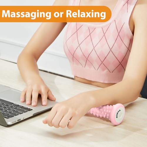 BESKAR Foot Massager Roller for Plantar Fasciitis Relief - color: Pink