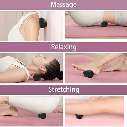 Peanut Massage Ball,Double Lacrosse Ball for Neck Sore Muscles,Medium Density Myofascial Release Massager Ball for Deep-Tissue Massage Muscle Knots Yoga Therapy(Black) - color: Black