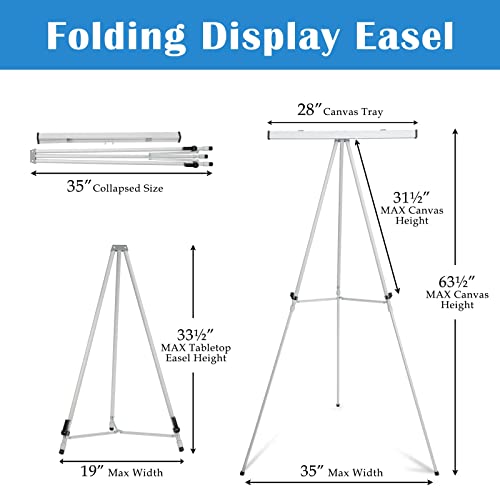 Falling in Art 63 1/2'' Aluminum Flip Chart Display Easel Stand, Silver | Presentation Easel with Adjustable Floor for Boardroom, Whiteboard, Paper Pads, Signage - style: Silver 1-Pack