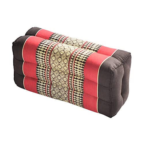 Zafuko Yoga & Meditation Cushion - Organic Water-Resistant Kapok Filling, Meditation Cushion, Soft Yoga Prop - color: Black/Red