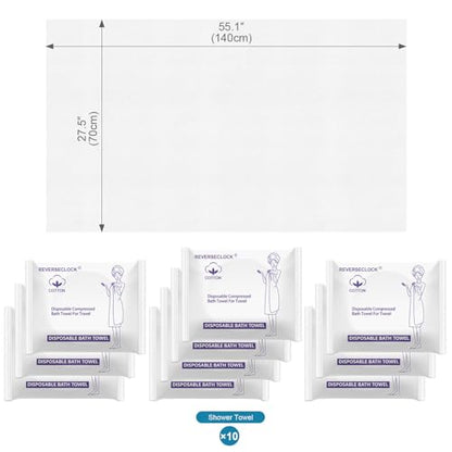 10 Pack Disposable Bath Towels for Travel Compressed Towels Large 55''X28'' - size: L size-10pcs 55.1"x27.5"