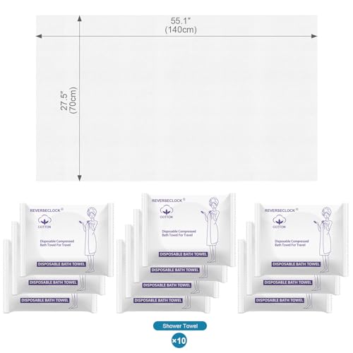 10 Pack Disposable Bath Towels for Travel Compressed Towels Large 55''X28'' - size: L size-10pcs 55.1"x27.5"