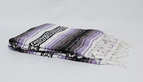 Open Road Goods Pastel Purple Mexican Blanket - Authentic Serape Falsa Blanket - Handmade (Acrylic Blend, XL) - color: Pastel Purple