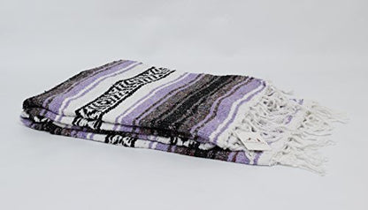 Open Road Goods Pastel Purple Mexican Blanket - Authentic Serape Falsa Blanket - Handmade (Acrylic Blend, XL) - color: Pastel Purple