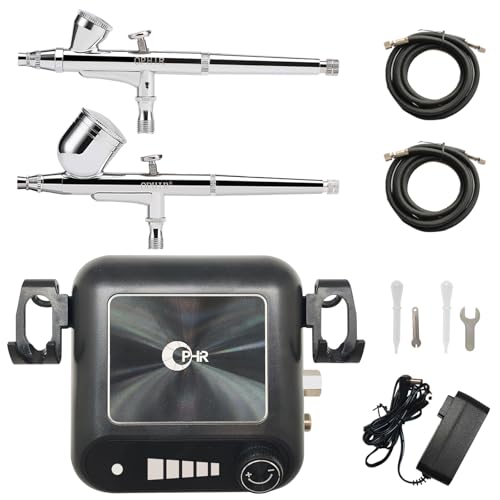 Airbrush Kit with Compressor, Dual Airbrush for Miniature Painting | Adjustable Pressure Control with 5 Modes & 41 Psi Max Output for Model Hobby, Makeup, Nail Art Painting