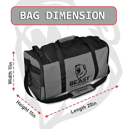 Beast Power Gear Gym Duffle Bag, Gray/Black - color: Gray/Black
