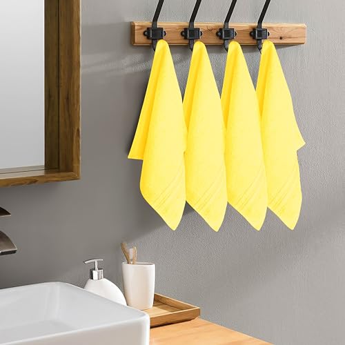 BOUTIQUO Ultra Soft Cotton Washcloths, Contains 12 Piece Face Cloths 12x12 inch, Ideal for Everyday use Face Towels, Compact & Lightweight Multi Purpose Washcloths - Lime Yellow - color: Lime Yellow, size: Washcloths - Set of 12