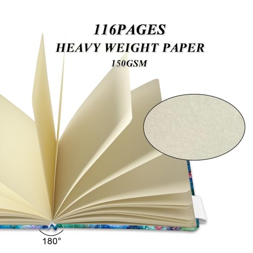 5" x 5" Hardcover Sketch Book,58 Sheets Small Mixed Media Pocket Sketch Pad | PU Cover,150 GSM Acid Free Artist Drawing Paper,Travel Journal Blank Notebook for Adults Sketching,Illustration. - color: 150gsm Cloth-oil painting pond