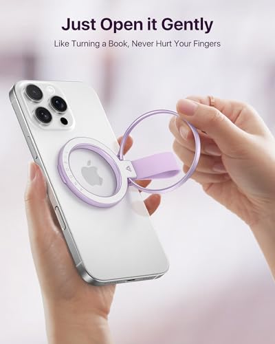 andobil [2026 Unrivaled Stability] Magnetic Phone Grip Holder for MagSafe | Stronger 2-Sided Magnetic Phone Ring Kickstand w/ Silicone Loop MagSafe Accessories for iPhone 17 Pro Max Air 16/15/14/13/12 - color: Purple