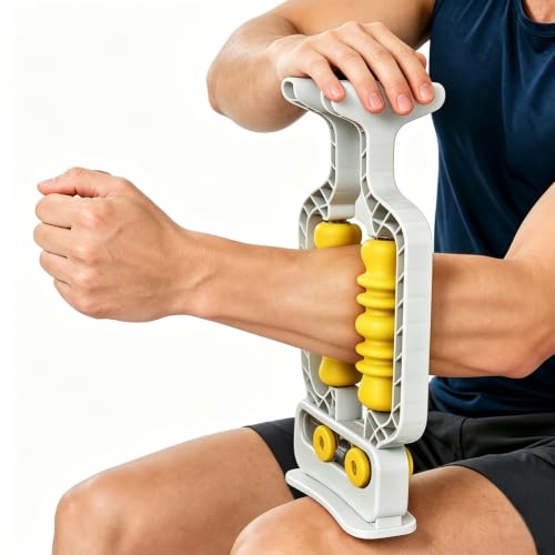 Adaptive Arm Massage Roller with Spring Base for Forearm & Tennis Elbow - color: White