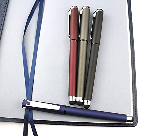 Black Gel Ink Rollerball Pens 0.7mm Gel Pens 2-in-1 Stylus Pens Medium Point Pen for Office, Black Ink (18 Pack-Blue)