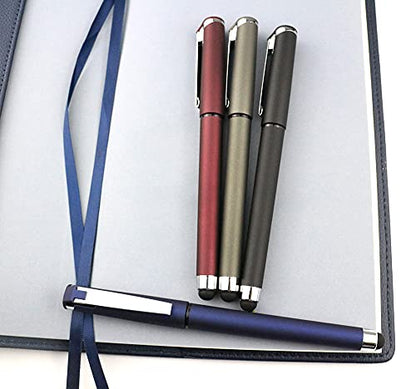 Black Gel Ink Rollerball Pens 0.7mm Gel Pens 2-in-1 Stylus Pens Medium Point Pen for Office, Black Ink (18 Pack-Blue)